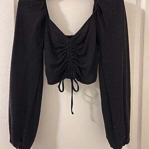 MINKPINK Black Ruched Blouse